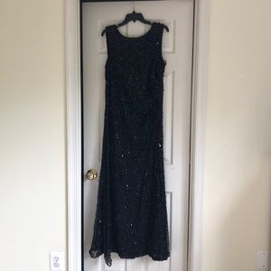 Adrianna Papell Black Sequin Maxi Dress